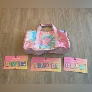 NWT Stoney Clover Lane Duffel Bag Tie Dye Sticker Patch Lot